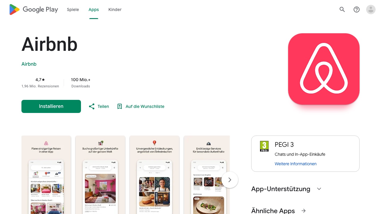 Bildschirmfoto: Airbnb